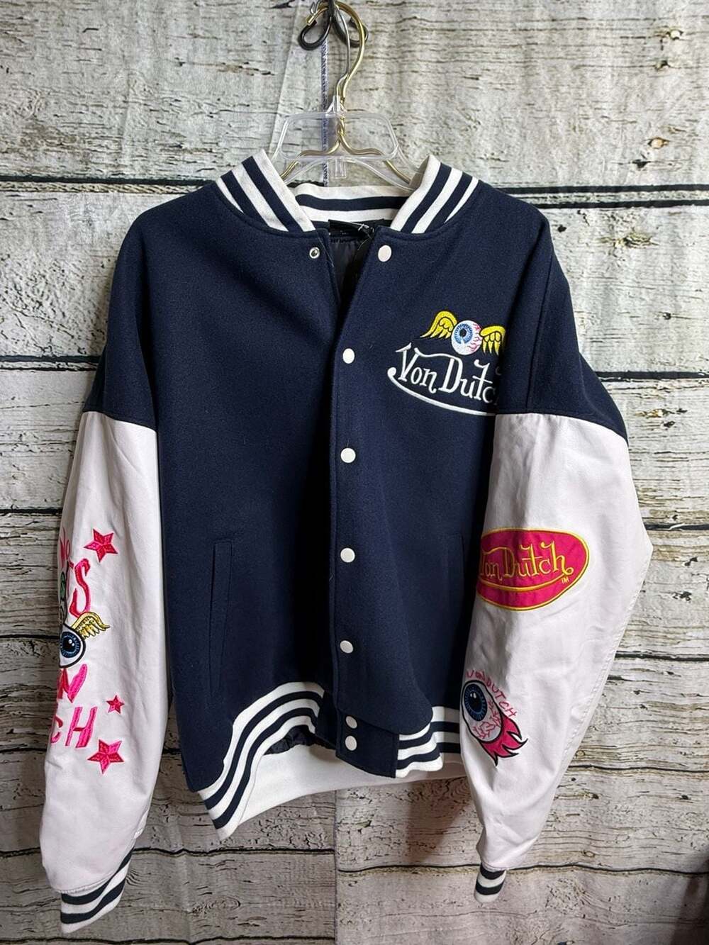 Von Dutch Size Large Eyeball Varsity Jacket NWT